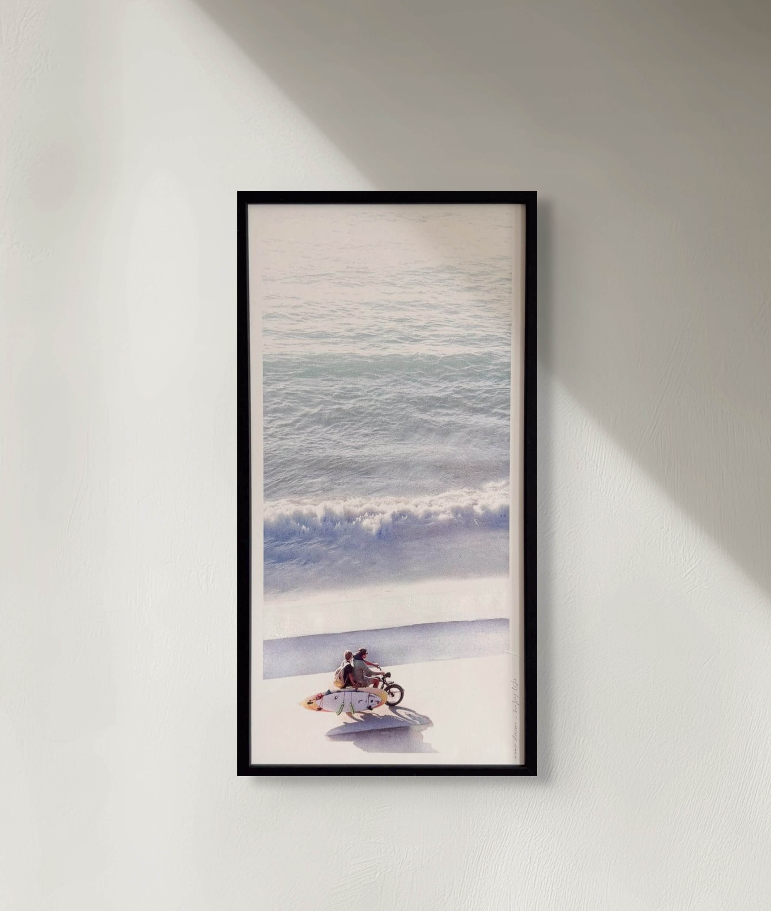 Searching the vibes. Biarritz.  œuvre encadrée techniques mixtes Emma Daum 40x20 cm